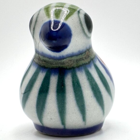 Tonala Mexico 2Pc Mini Birds Hand Painted Art Pottery Figurine Signed Decor Vtg - Picture 5 of 15